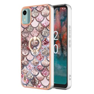 Electroplating IMD TPU Phone Case with Ring, For Nokia C12, For Nokia C31