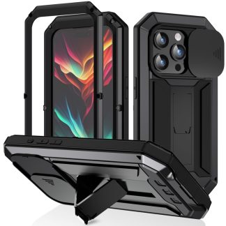 R-JUST Sliding Camera IP54 Life Waterproof Holder Phone Case, For iPhone 15 Pro, For iPhone 15 Plus, For iPhone 15