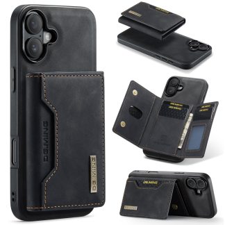 DG.MING M2 Series 3-Fold Card Bag Wallet Leather Phone Case, For iPhone 16, For iPhone 15 Pro Max, For iPhone 15 Pro, For iPhone 15 Plus