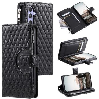 Glitter Lattice Zipper Wallet Leather Phone Case, For Samsung Galaxy S25 FE 5G, For Samsung Galaxy S25 Edge 5G, For Samsung Galaxy S25 5G, For Samsung Galaxy S25+ 5G, For Samsung Galaxy S25 Ultra 5G