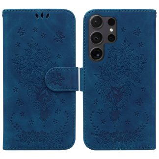 Butterfly Rose Embossed Leather Phone Case, For Samsung Galaxy S25 Ultra 5G