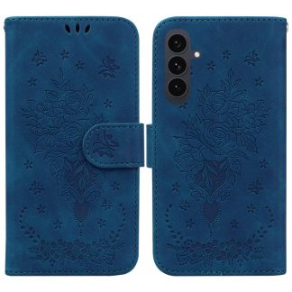 Butterfly Rose Embossed Leather Phone Case, For Samsung Galaxy S25 FE 5G, For Samsung Galaxy S25 Edge 5G, For Samsung Galaxy S25 5G, For Samsung Galaxy S25+ 5G