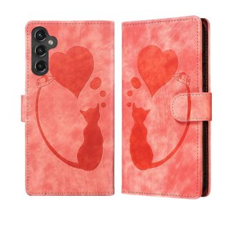 Pen Heart Cat Embossed Leather Phone Case, For Samsung Galaxy S25 FE 5G, For Samsung Galaxy S25 5G, For Samsung Galaxy S25+ 5G, For Samsung Galaxy S25 Ultra 5G
