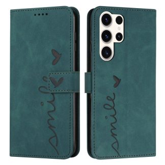 Skin Feel Heart Embossed Leather Phone Case with Long Lanyard, For Samsung Galaxy S25 Ultra 5G