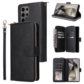 9-Card Slots Zipper Wallet Bag Leather Phone Case, For Samsung Galaxy S25 Ultra 5G