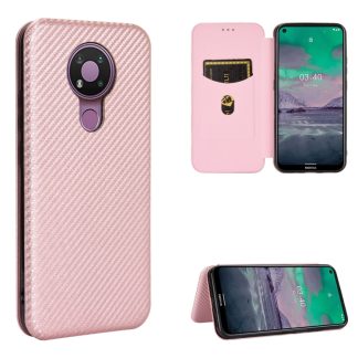 Carbon Fiber Texture Magnetic Horizontal Flip TPU + PC + PU Leather Case with Card Slot, For Nokia 3.4, For Oukitel C21