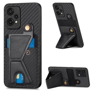 Carbon Fiber Wallet Flip Card K-shaped Holder Phone Case, For Oneplus Nord CE 2 Lite 5G