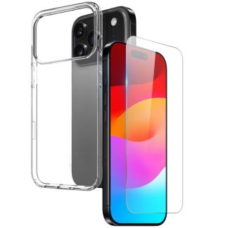 NORTHJO 2 in 1 TPU telefoonhoesje schermbeschermer gehard glasfolie, For iPhone 17 Pro Max, For iPhone 17 Pro, For iPhone 17, For iPhone 17 Air, For iPhone 16e, For iPhone 16 Pro Max, For iPhone 16 Pro, For iPhone 16 Plus, For iPhone 16