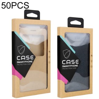 50 PCS Kraft Paper Phone Case Leather Case Packaging Box, L 5.8-6.7 Inch, S 4.7 Inch