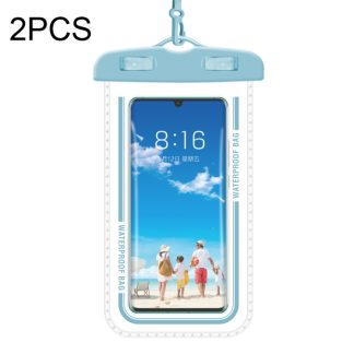 2 PCS Transparent Waterproof Cell Phone Case Swimming Cell Phone Bag, Gray Blue, Macaron Blue, Macaron Red, White, Green