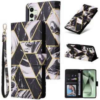 Marble Bronzing Stitching Leather Phone Case, For Samsung Galaxy S25 FE 5G, For Samsung Galaxy S25 Edge 5G, For Samsung Galaxy S25 5G, For Samsung Galaxy S25+ 5G, For Samsung Galaxy S25 Ultra 5G, For Samsung Galaxy S24 FE 5G